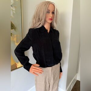 NWT Silk AG Adriano Goldschmied Black Button Down Shirt